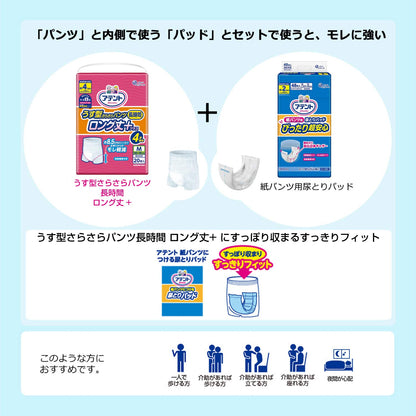 【まとめ買い】アテントうす型さらさらパンツ長時間ロング丈プラス4回吸収M男女共用20枚 容量20枚×2点セット 大人用オムツ