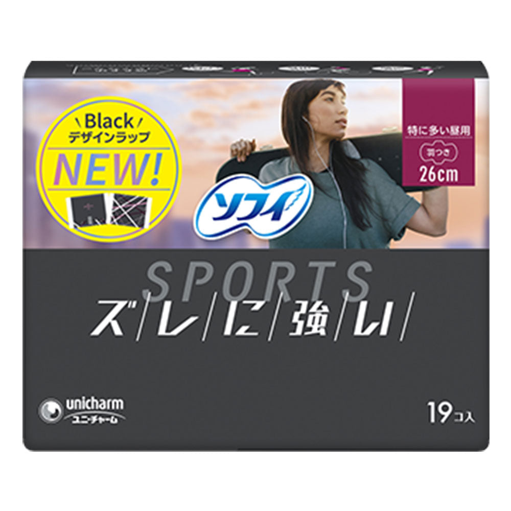 【まとめ買い】ソフィSPORTS260羽つき19枚 容量21枚×24点セット ユニ・チャーム（ユニチャーム） 生理用品