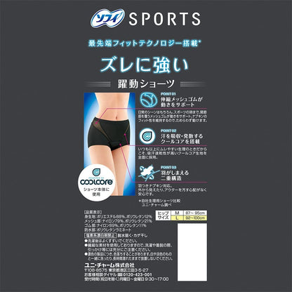 【まとめ買い】ソフィSPORTSショーツLブラック 容量1枚×12点セット ユニ・チャーム（ユニチャーム） 生理用品