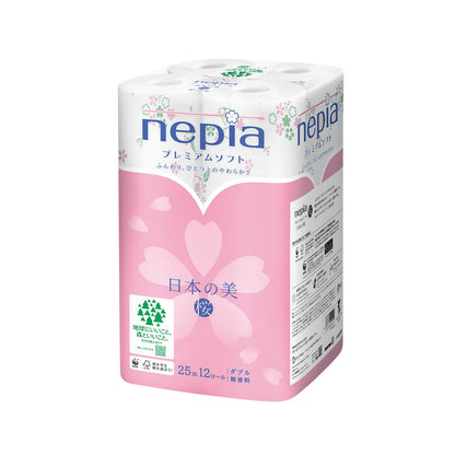 【まとめ買い】ネピアプレミアムソフトトイレットロール 日本の美12ロールダブル桜 容量12コ×6点セット 王子ネピア