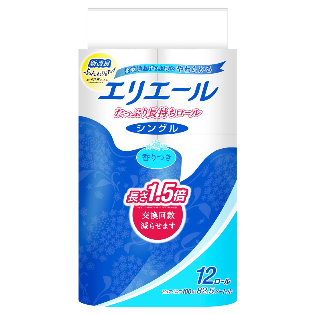 【まとめ買い】エリエールトイレットティシューたっぷり長持ち12ロール（シングル） 容量12R×6点セット 大王製紙