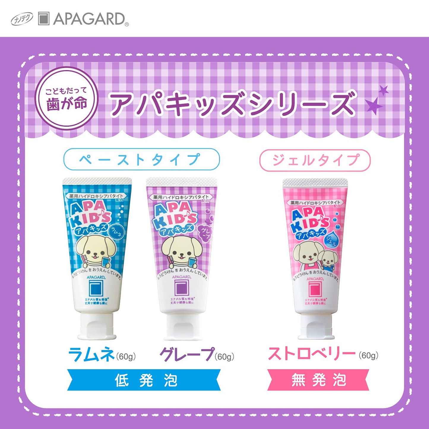 【まとめ買い】アパガード　アパキッズグレープ 容量60G×3点セット サンギ 歯磨き