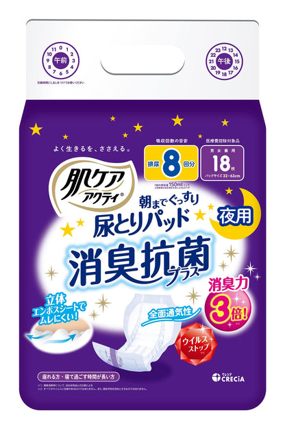 【まとめ買い】肌ケアアクティ尿とりパッド消臭抗菌プラス8回分 容量1ｺ×6点セット 日本製紙クレシア 大人用オムツ
