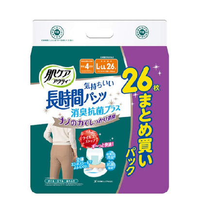 【まとめ買い】肌ケア アクティ 長時間パンツ消臭抗菌プラス L－LL26枚 容量26ﾏｲ×2点セット日本製紙クレシア 大人用オムツ