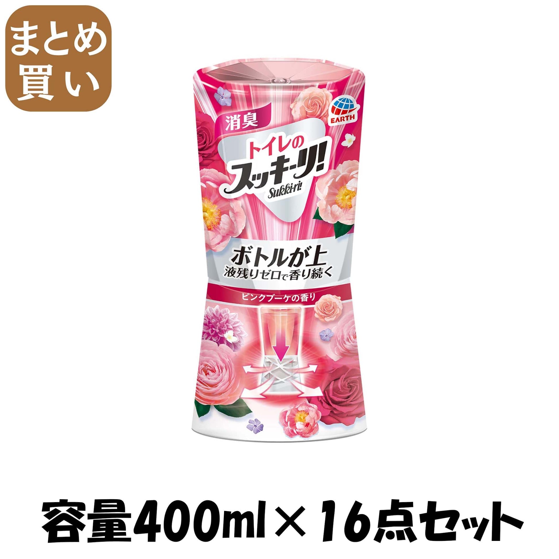 【まとめ買い】トイレのスッキーリ！ピンクブーケの香り　４００ＭＬ 容量400ML×16点セット アース製薬 芳香剤・トイレ用