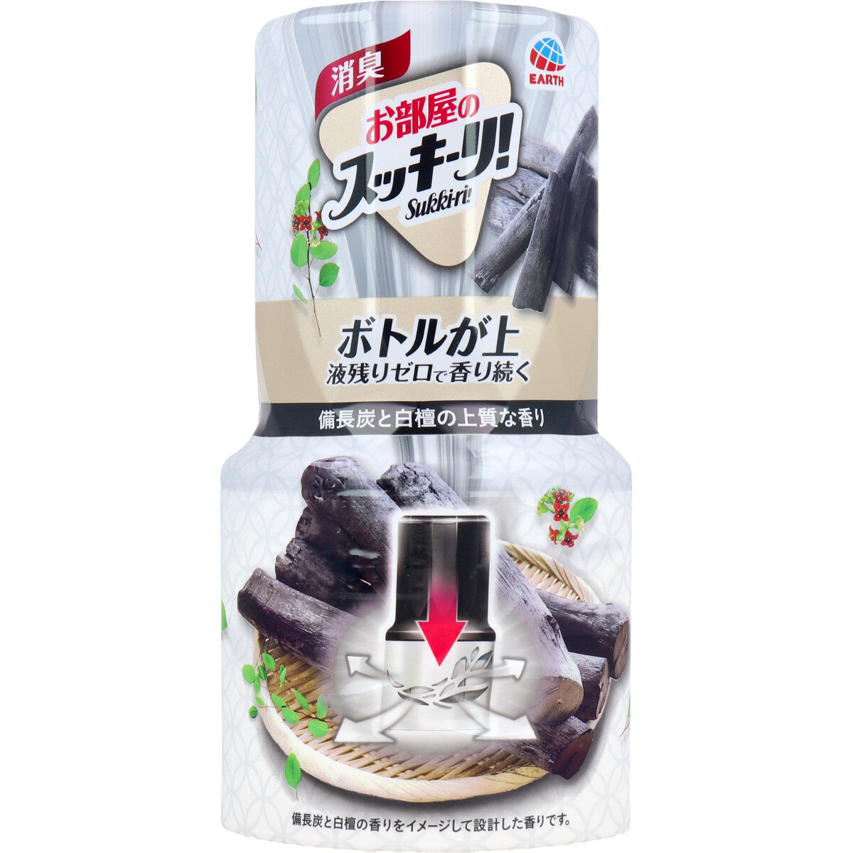 【まとめ買い】お部屋のスッキーリ　備長炭と白檀の香り 容量400ML×16点セット アース製薬 芳香剤・部屋用