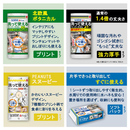【まとめ買い】スコッティ　ファイン　洗って使えるペーパータオル　７０カット　４ロール 容量4ｶﾝ×6点セットキッチンタオル