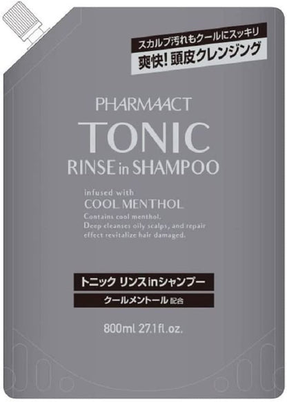 【まとめ買い】ファーマアクト　クールトニックリンスインシャンプー　詰替 容量800ML×12点セット熊野油脂 シャンプー