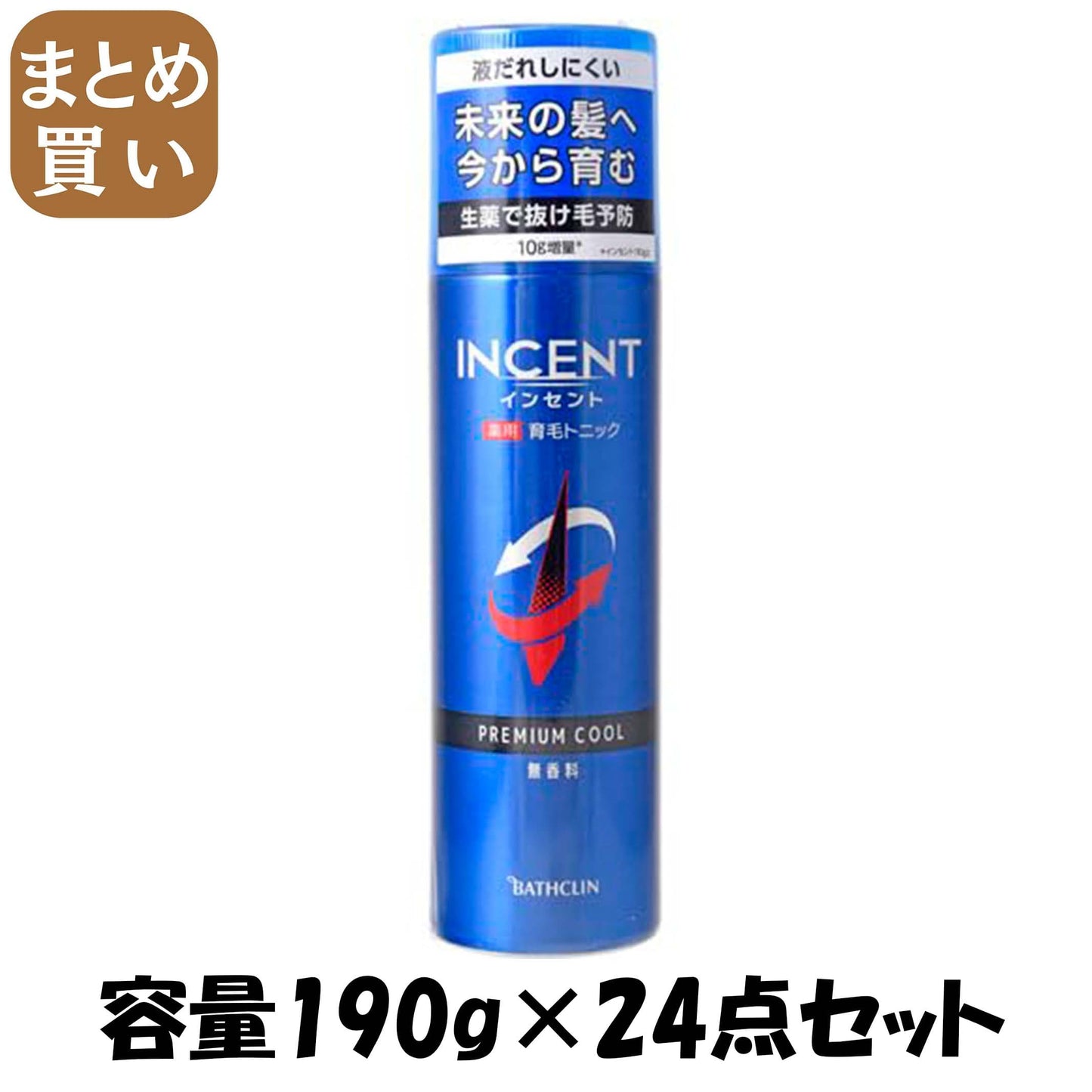 【まとめ買い】インセント　薬用育毛トニック　無香料　プレミアムクール　１９０ｇ 容量190G×24点セットバスクリン 育毛剤・養毛剤