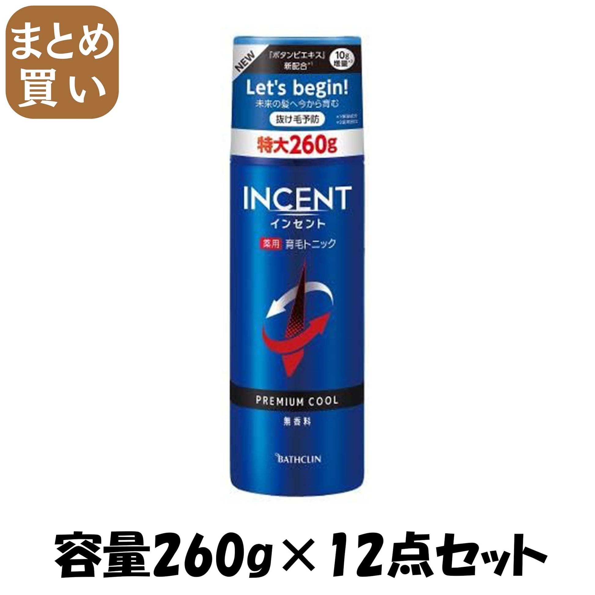 【まとめ買い】インセント　薬用育毛トニック　無香料　プレミアムクール　２６０Ｇ 容量260G×12点セットバスクリン 育毛剤・養毛剤
