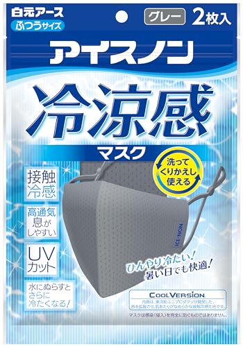 【まとめ買い】アイスノン　冷涼感マスク　グレー　２枚入 容量2マイ×20点セット白元アース マスク