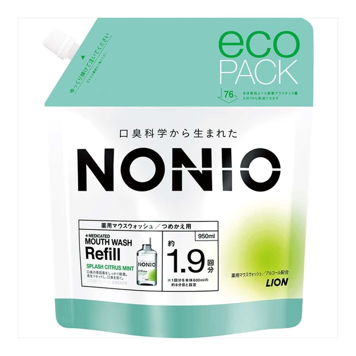 【まとめ買い】ＮＯＮＩＯマウスウォッシュ　スプラッシュシトラスミント　つめかえ用　９５０ｍｌ 容量950ML×6点セットマウスウォッシュ