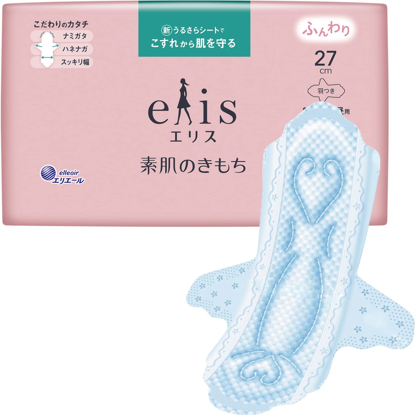 【まとめ買い】エリス素肌のきもち（特に多い昼用）羽つき１６枚 容量16マイ×27点セット 大王製紙 生理用品