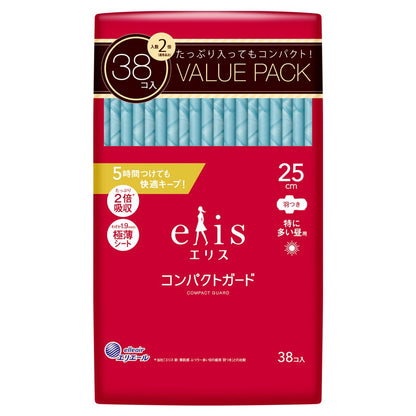 【まとめ買い】エリスコンパクトガード（特に多い昼用）羽つき３８枚 容量38ﾏｲ×24点セット 大王製紙 生理用品