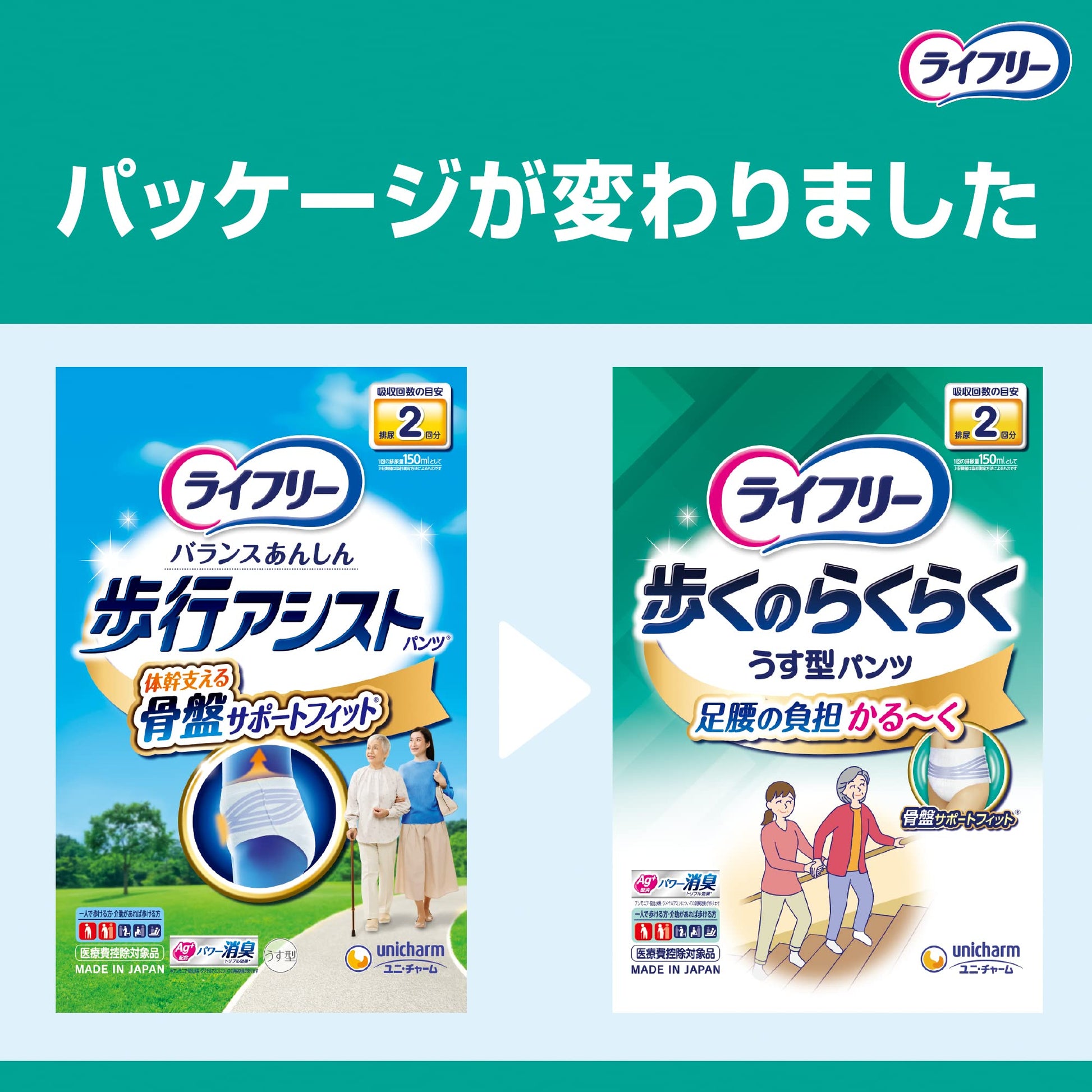 【まとめ買い】ライフリー歩くのらくらくうす型パンツ２回Ｍ２０枚 容量20ﾏｲ×3点セット ユニ・チャーム 大人用オムツ
