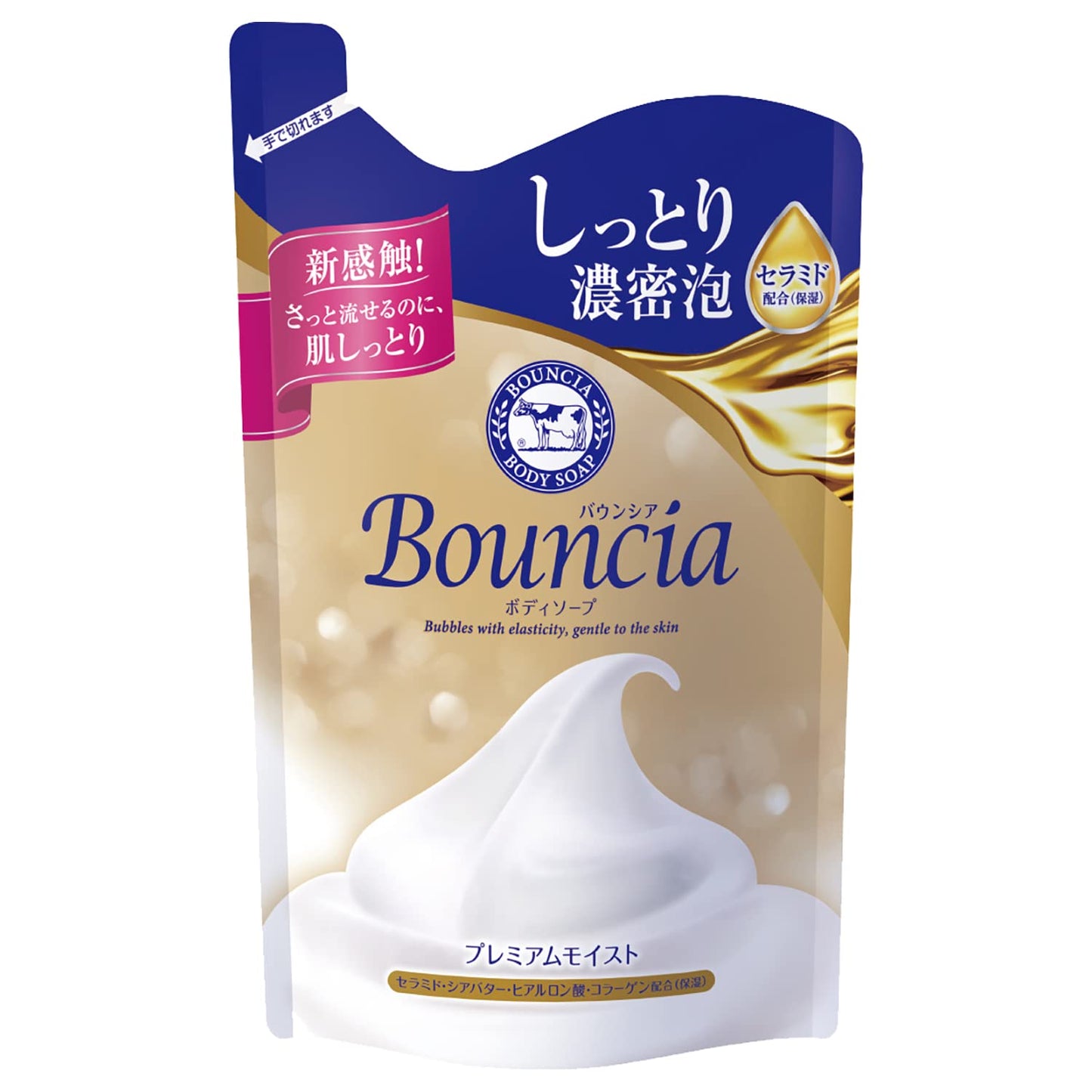 【まとめ買い】バウンシアボディソープ　プレミアムモイスト　詰替用・３４０ｍＬ 容量340ML×16点セット牛乳石鹸共進社 ボディソープ