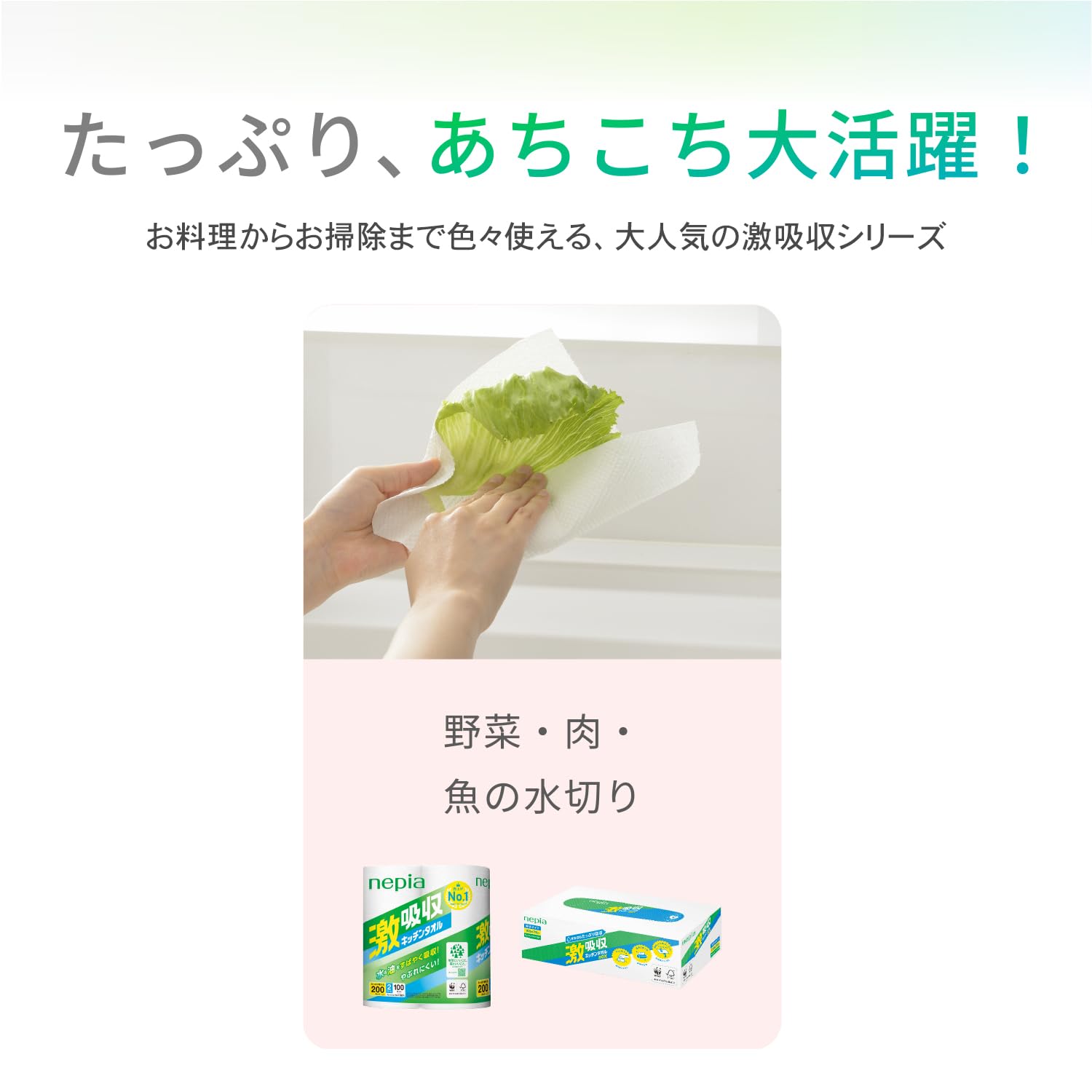 【まとめ買い】ネピア激吸収キッチンタオル２ロール１００カット 容量2コ×24点セット 王子ネピア キッチンタオル