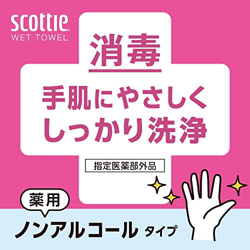 【まとめ買い】スコッティ　ウェットタオル　消毒ノンアルコールタイプ　４０枚　３コパック容量3ｺ×12点セットウェットティッシュ