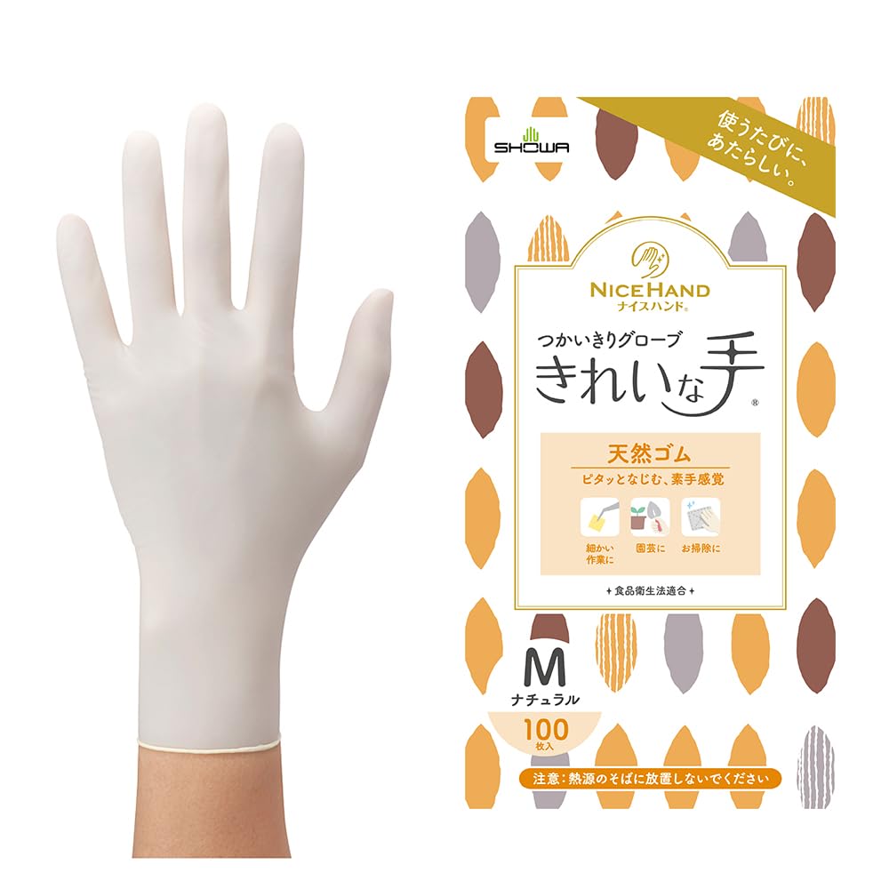【まとめ買い】ナイスハンド　きれいな手　つかいきりグローブ　天然ゴム　１００枚入　Ｍ 容量100ﾏｲ×10点セットショーワ 使い捨て手袋