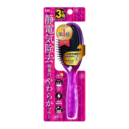 【まとめ買い】ＫＱ３１６１静電防止やわらかブラシＬ（ルビーピンク） 容量1本×6点セット 貝印 ブラシ