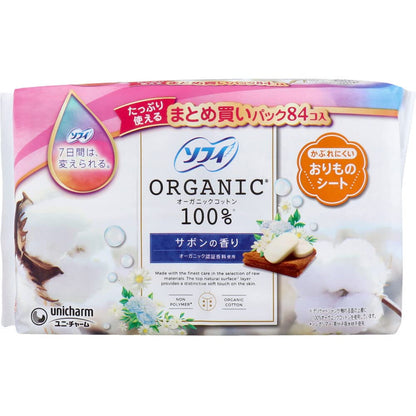 【まとめ買い】ソフィおりものシートオーガニックコットンサボンの香り８４枚 容量84ﾏｲ×18点セット ユニ・チャーム 生理用品