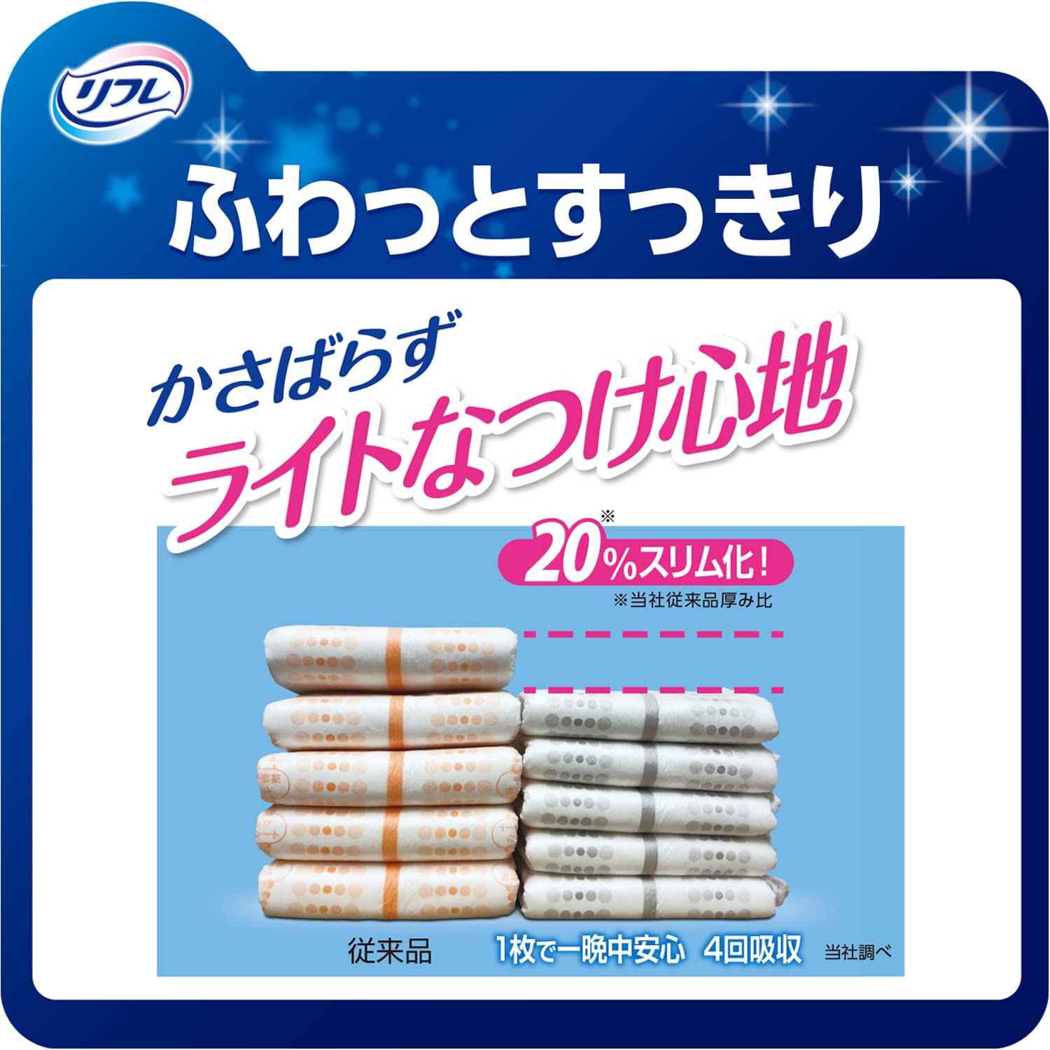【まとめ買い】リフレ　お肌のことを考えた１枚で一晩中安心パッド４回吸収　４２枚 容量42マイ×6点セット大人用オムツ