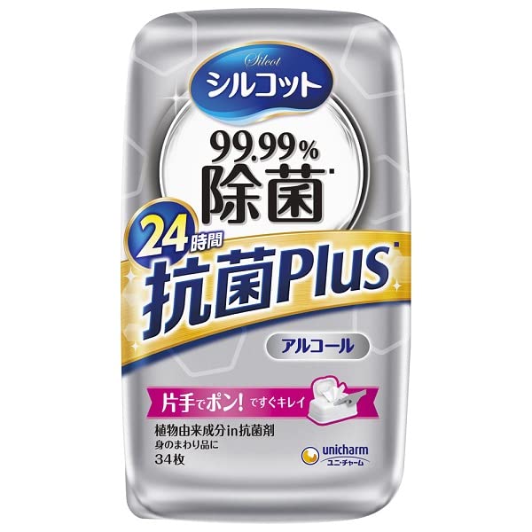 【まとめ買い】シルコット９９．９９％除菌ウェットティッシュ抗菌Ｐｌｕｓ本体３４枚 容量34ﾏｲ×12点セットユニ・チャーム