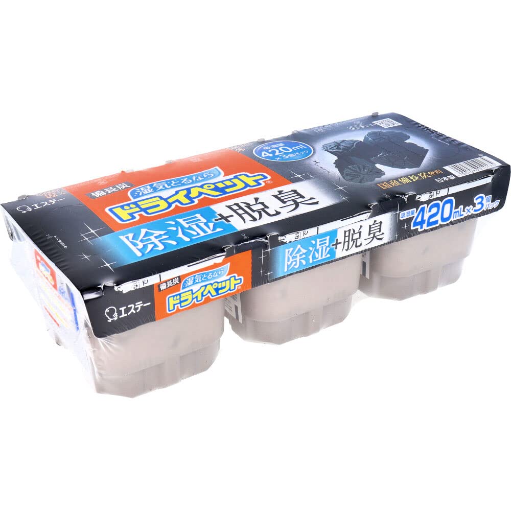 【まとめ買い】備長炭ドライペット　３個パックＴ 容量420ML×12点セット エステー 除湿剤