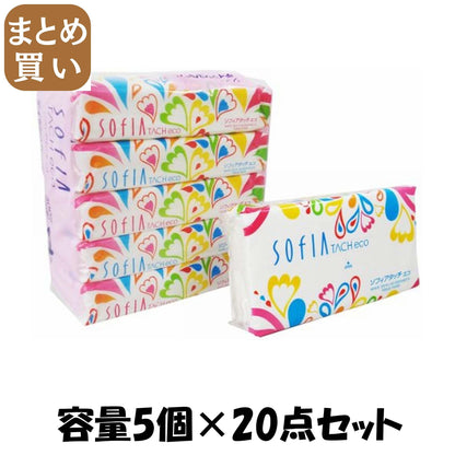 【まとめ買い】ソフィアタッチエコ１５０組５個パック 容量5コ×20点セット マスコー製紙 ティッシュ