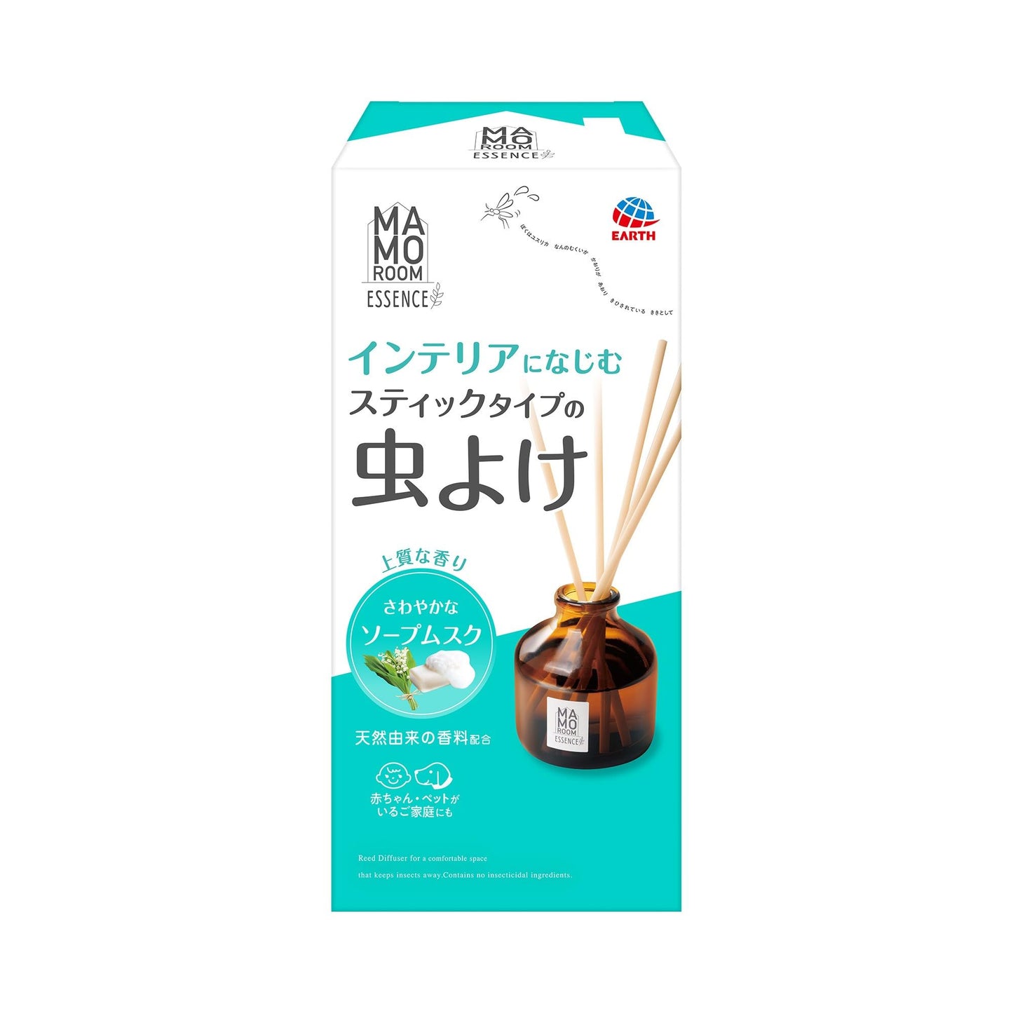 【まとめ買い】マモルームエッセンス　虫よけスティック　さわやかなソープムスク 容量70ML×10点セットアース製薬 殺虫剤・虫よけ