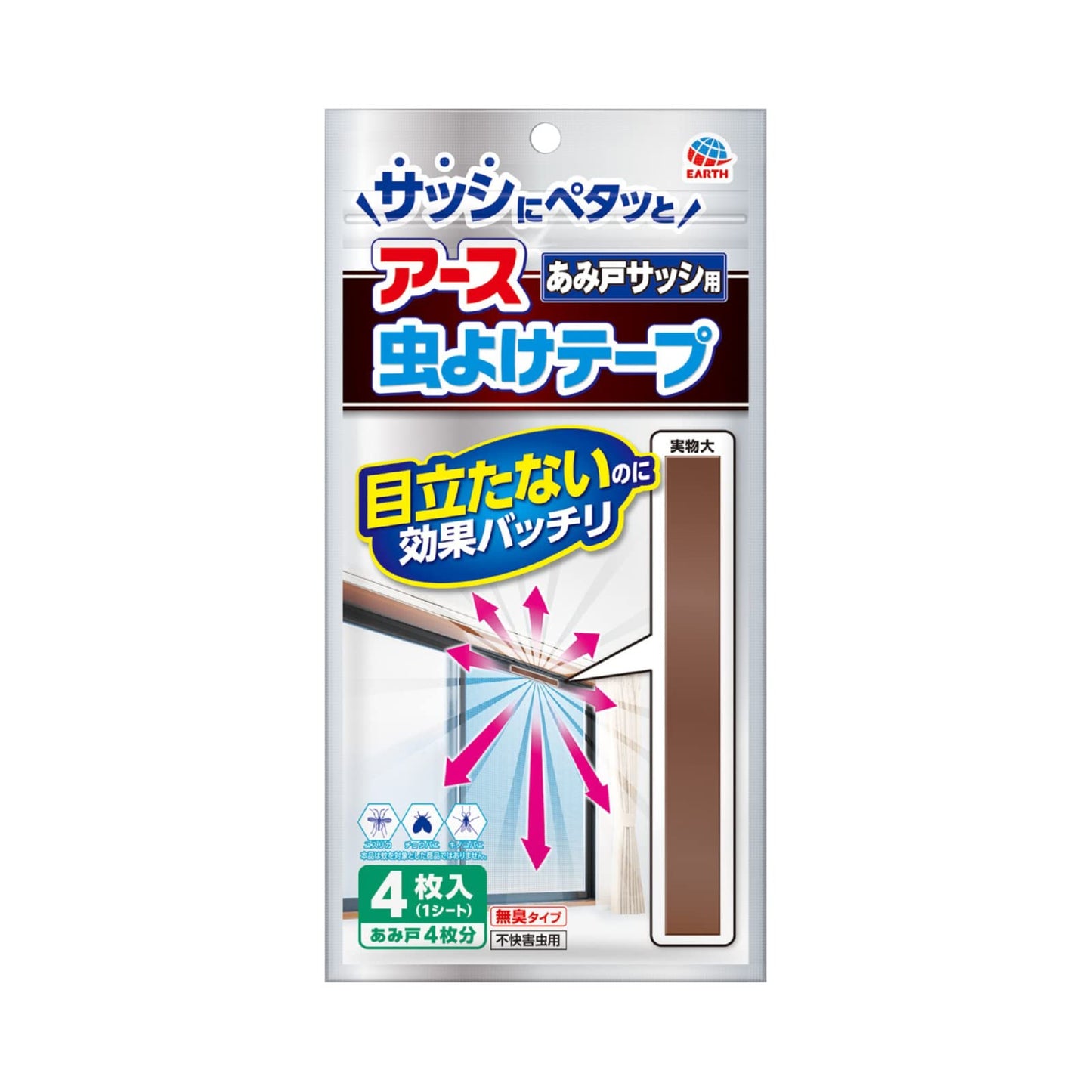 【まとめ買い】アース虫よけテープ　あみ戸サッシ用　４ヵ月用 容量4ﾏｲ×6点セット アース製薬 殺虫剤・ハエ・蚊
