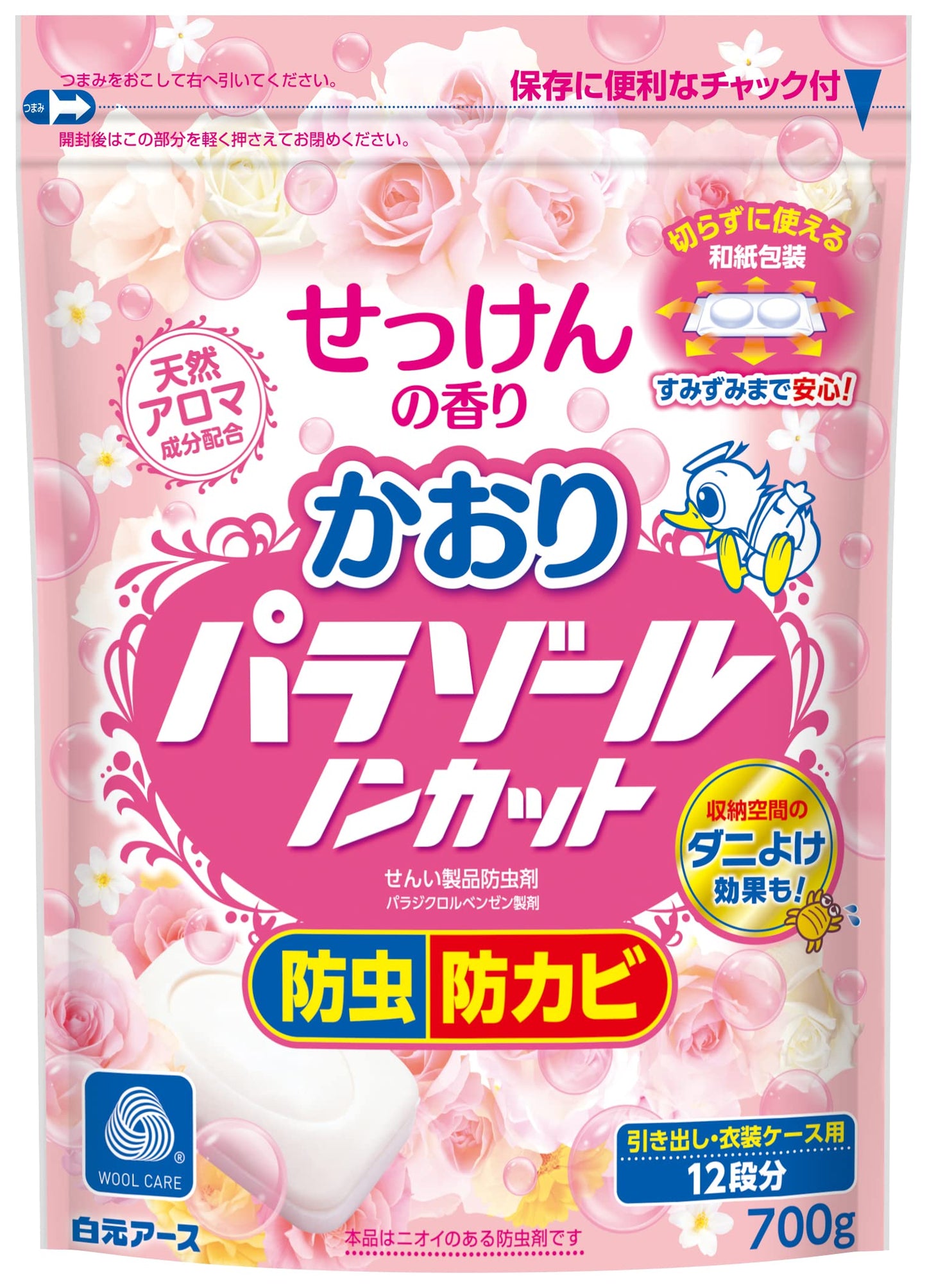【まとめ買い】かおりパラゾールノンカット袋入　７００ｇ 容量700G×12点セット 白元アース 防虫剤