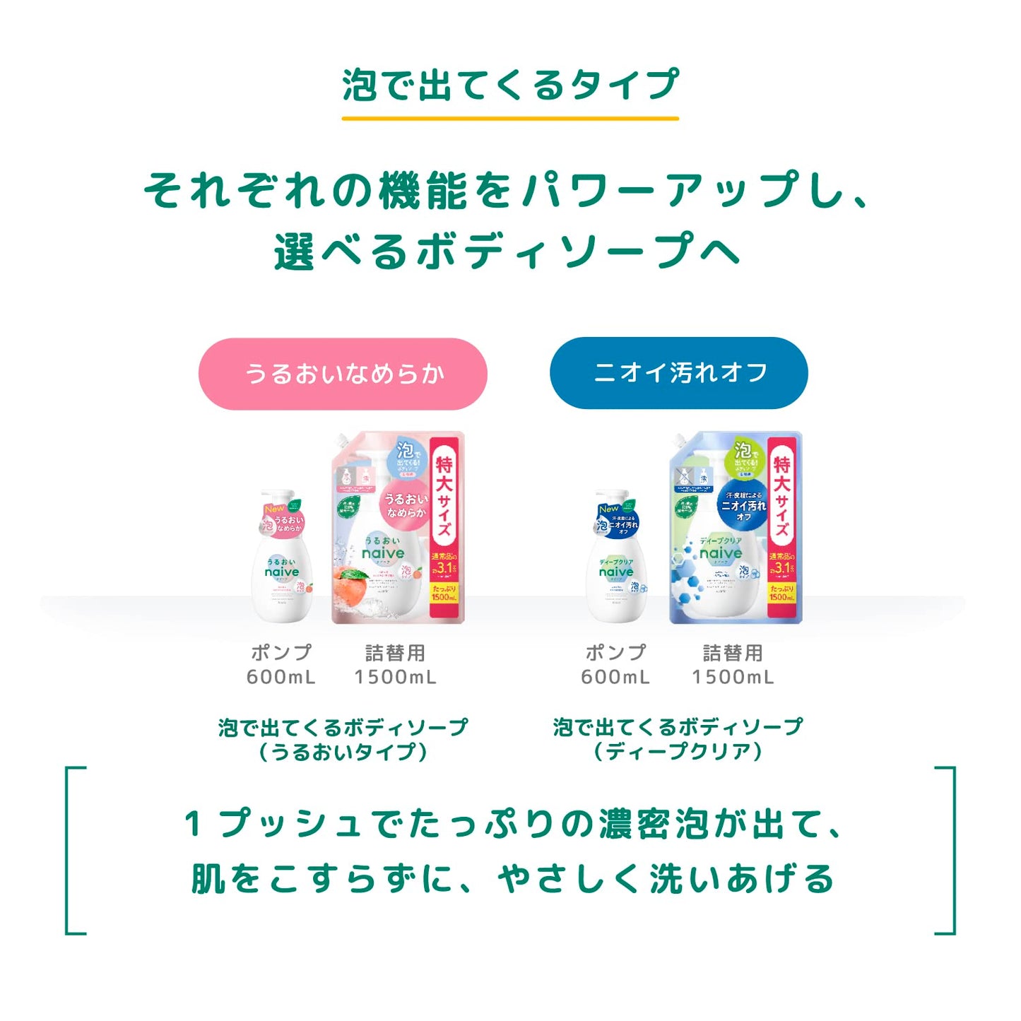 【まとめ買い】ナイーブ　泡で出てくるボディソープ（ディープクリア）　ポンプ 容量600ML×9点セットクラシエ