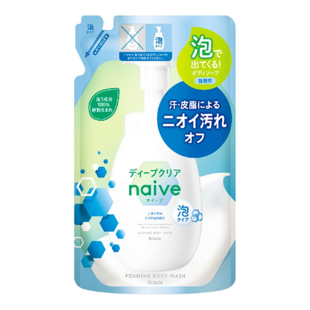 【まとめ買い】ナイーブ　泡で出てくるボディソープ（ディープクリア）　詰替用 容量480ML×18点セットクラシエ