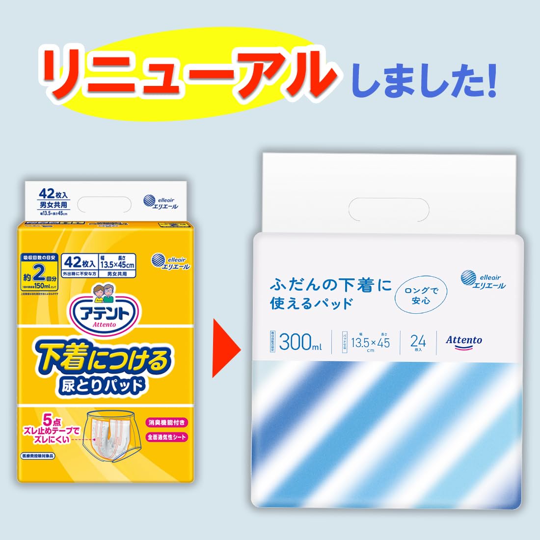 【まとめ買い】アテントふだんの下着に使えるパッド３００ｍｌ　２４枚 容量24ﾏｲ×8点セット 大王製紙 大人用オムツ