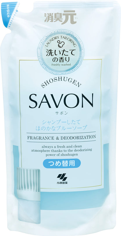 【まとめ買い】消臭元ＳＡＶＯＮ　洗濯したて詰替ふんわりブルーソープ 容量400ML×12点セット 小林製薬 芳香剤・部屋用