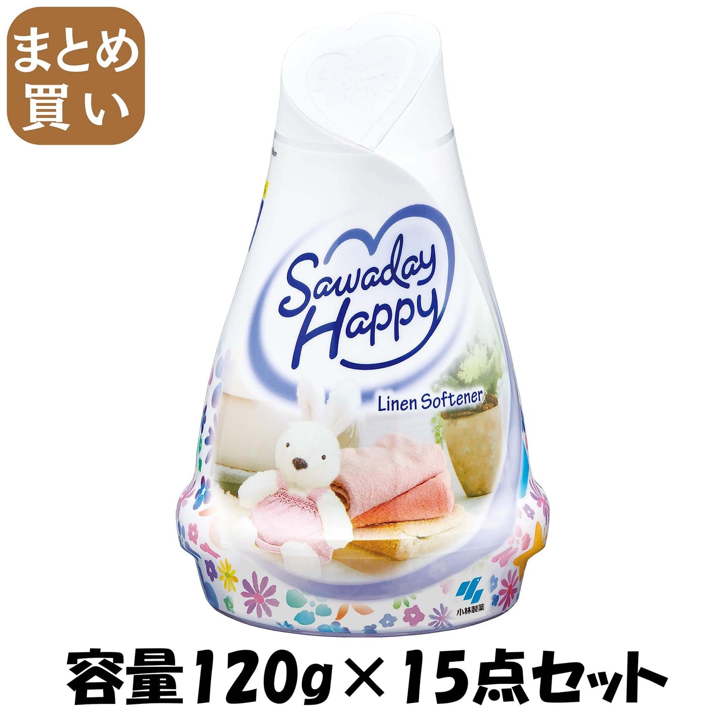 【まとめ買い】サワデーハッピー　リネンソフナー 容量120G×15点セット 小林製薬 芳香剤・部屋用