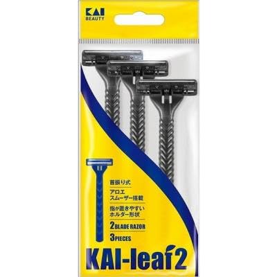 【まとめ買い】ＧＡ０００３　ＫＡＩ　ｌｅａｆ２　３本入 容量3ﾎﾝ×10点セット 貝印 男性用カミソリ