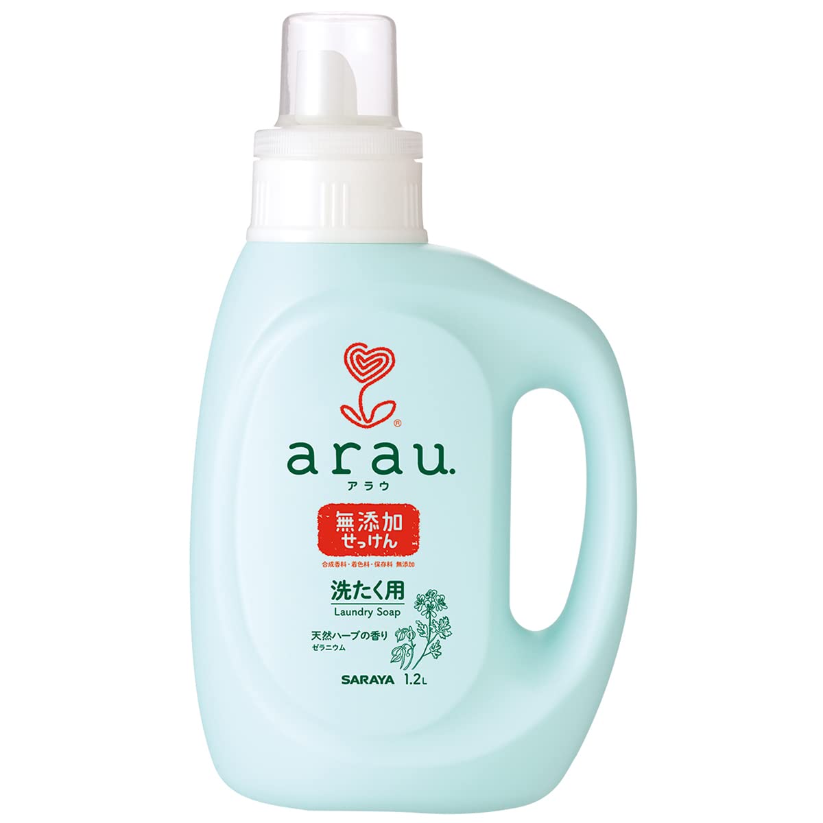 【まとめ買い】アラウ　洗たく用せっけんゼラニウム１．２ｌ 容量1200ML×8点セット サラヤ 衣料用洗剤・自然派