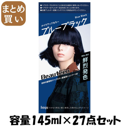【まとめ買い】ビューティーン　メイクアップカラー　ブルーブラック 容量145ML×27点セット ホーユー ヘアカラー・黒髪用