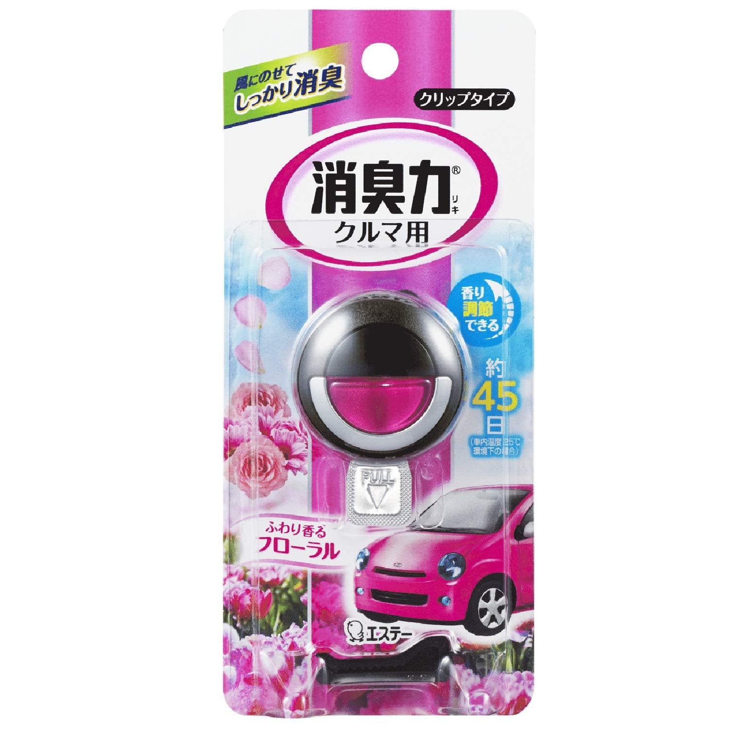 【まとめ買い】クルマの消臭力　クリップタイプ　フローラル 容量3ML×24点セット エステー 芳香剤・車用