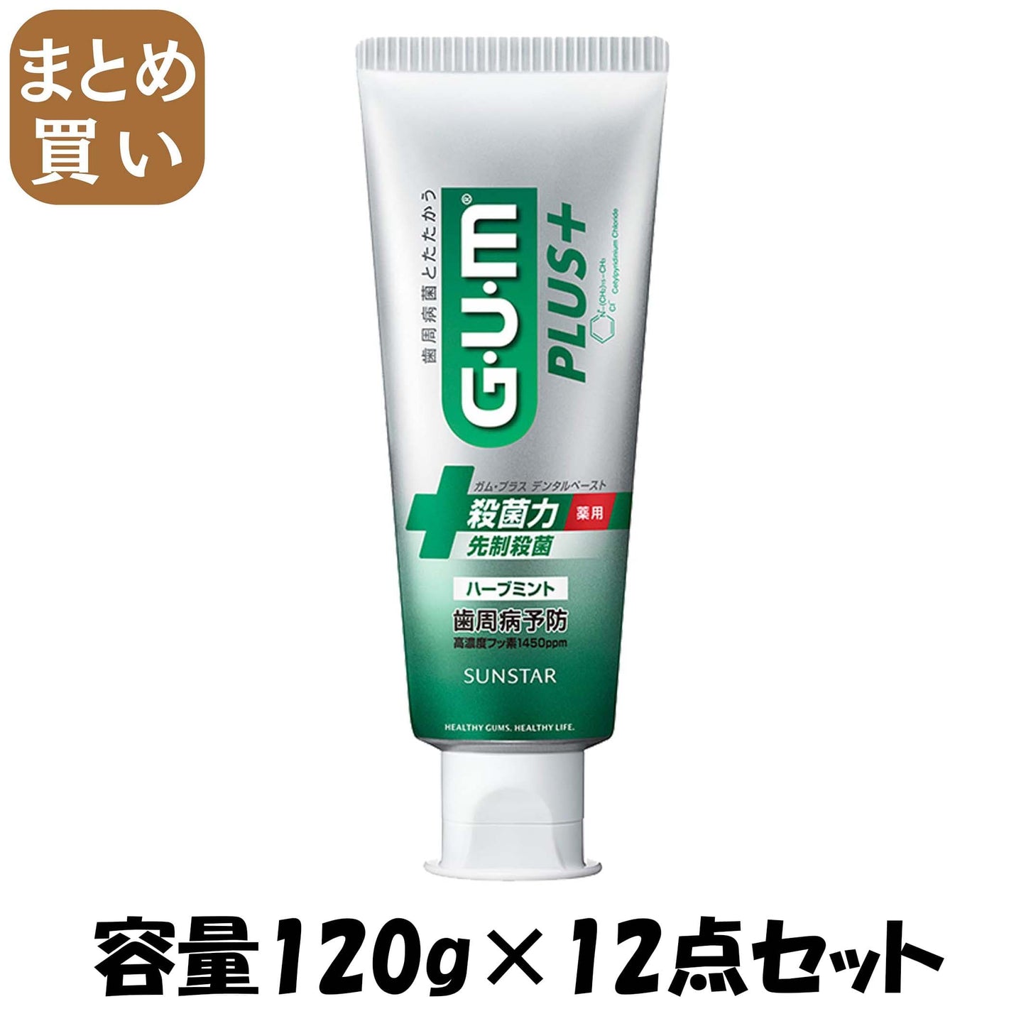 【まとめ買い】ガム　GUM プラス　デンタルペースト　ハーブミント　120g 容量120G×12点セット サンスター 歯磨き