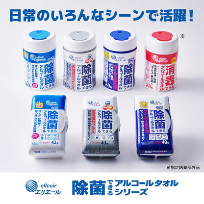 【まとめ買い】エリエール ウェットティッシュ 除菌 ウイルス除去用 アルコールタイプ ボトル 本体 80枚入
