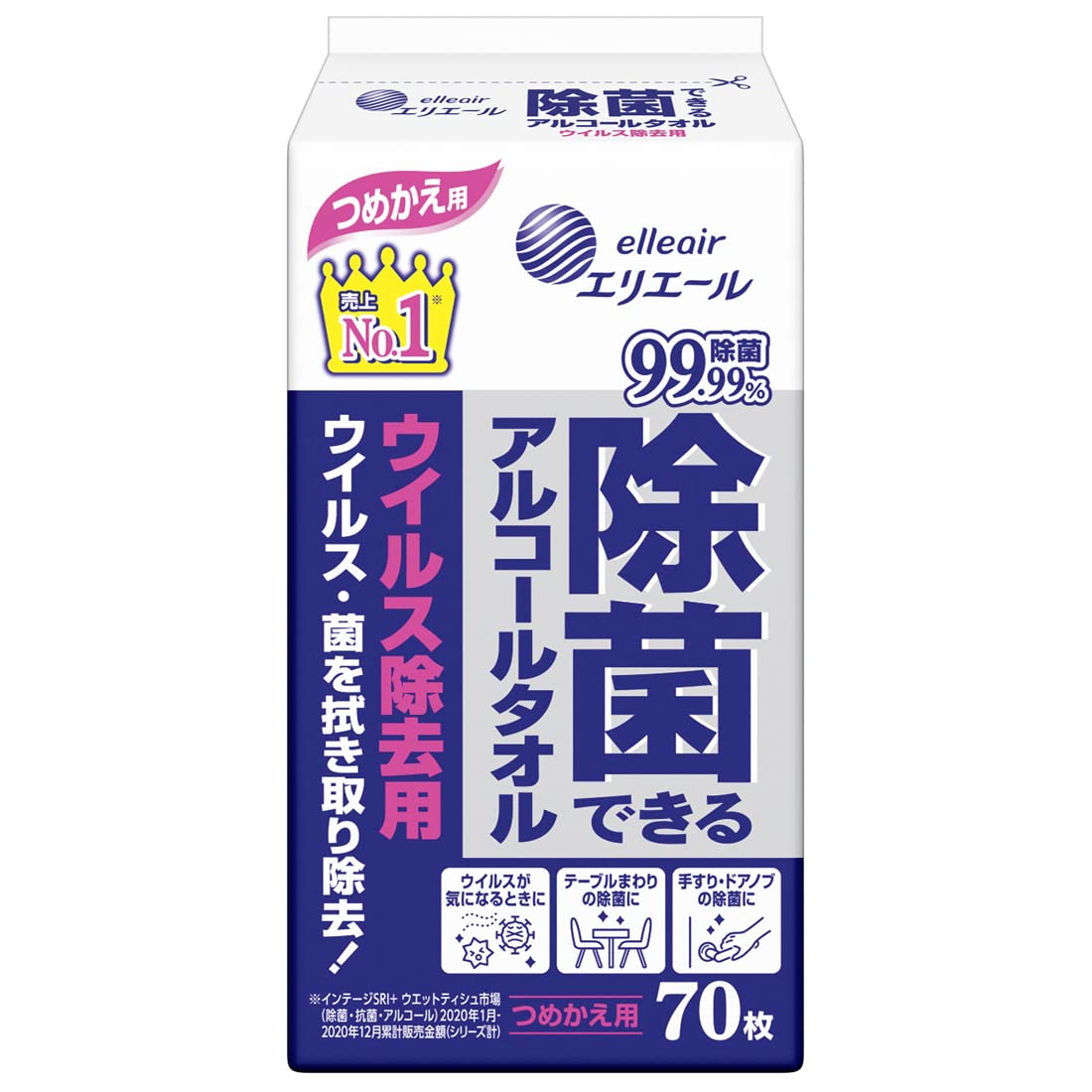 【まとめ買い】Ｅ除菌ウィルス除去用詰替７０枚 容量70枚×24点セット 大王製紙 ウェットティッシュ