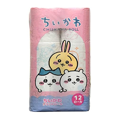 【まとめ買い】ちいかわ　プリントロール　１２ロール　ダブル 容量12ロール×8点セット 西日本衛材 トイレットペーパー