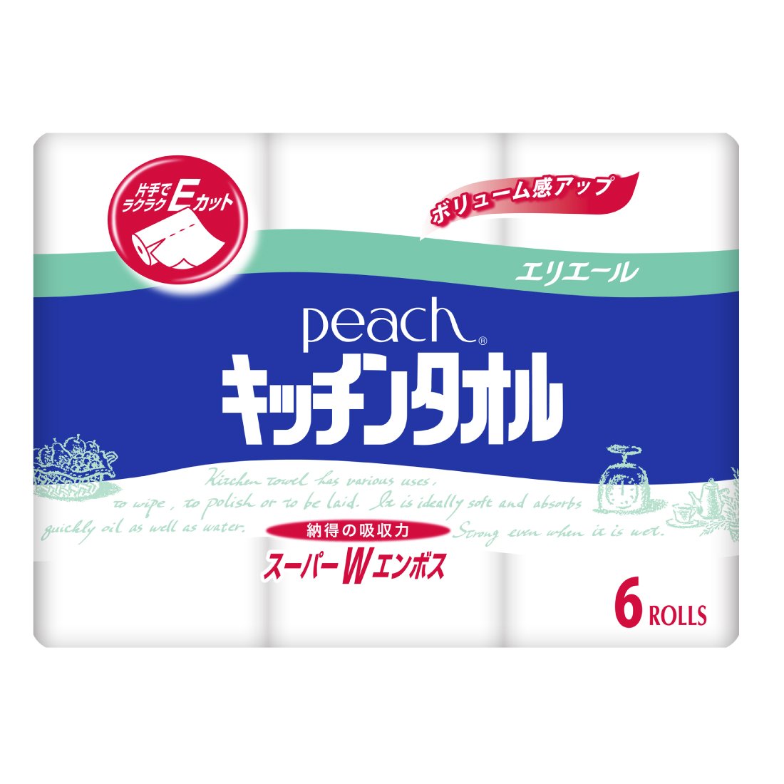【まとめ買い】ピーチ　キッチンタオル　６ロール 容量6ロール×8点セット 大王製紙 キッチンタオル