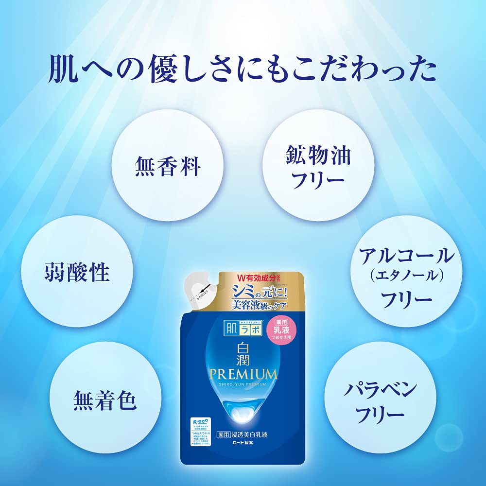 【まとめ買い】肌ラボ 白潤プレミアム 薬用 浸透美白 乳液 詰替え 140ml 容量140ML×24点セット ロート製薬 化粧品