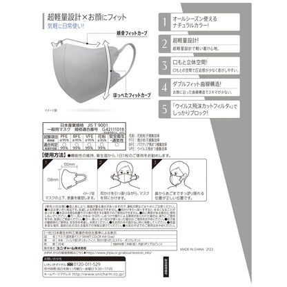 【まとめ買い】超快適ＳＭＡＲＴ　ＣＯＬＯＲ　Ａｓｈ　Ｇｒａｙふつう２０枚 容量20マイ×24点セットユニ・チャーム マスク