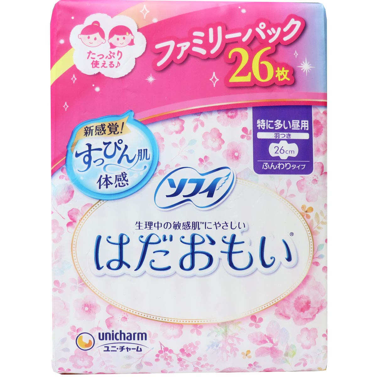 【まとめ買い】ソフィ はだおもい特に多い昼用260羽つき 26枚 容量26枚×12点セット ユニ・チャーム（ユニチャーム） 生理用品