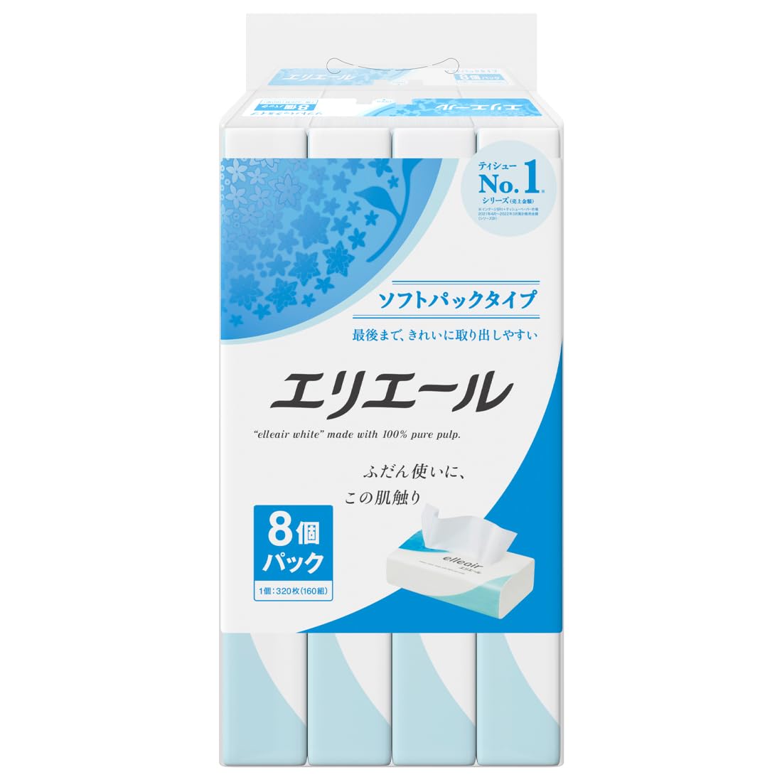 【まとめ買い】エリエールティシューソフトパック１６０Ｗ８Ｐ 容量8コ×10点セット 大王製紙 ティッシュ